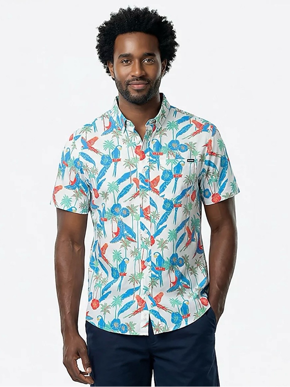 Chubbies The Flock Party Friday Shirt Men XL Multicolor Abstract Floral Stretch